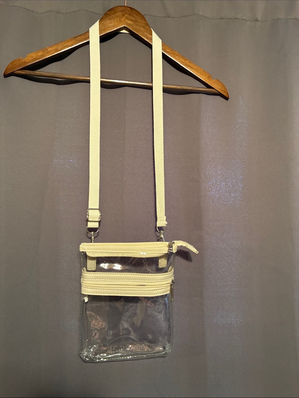 Clear Crossbody Bag with Cream Trim - Unbranded
